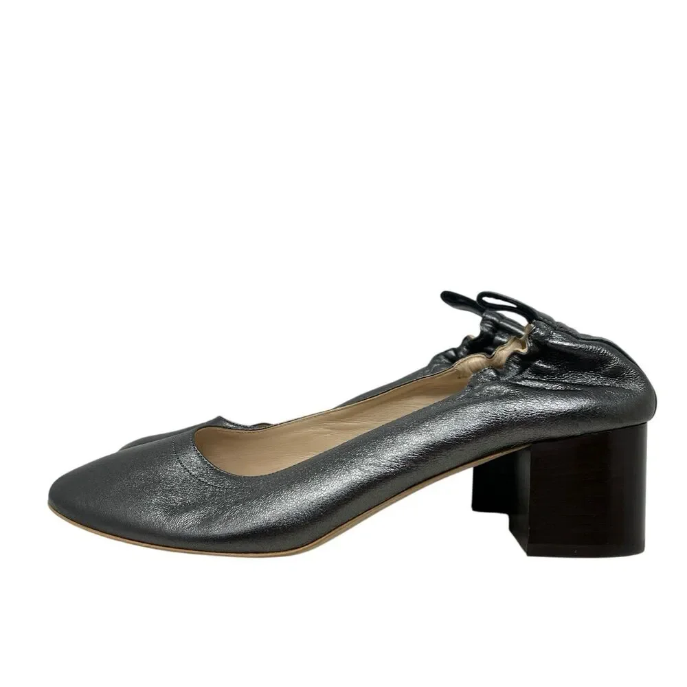 Everlane Black Metallic‎ Leather Day Slip On Evening Pumps
